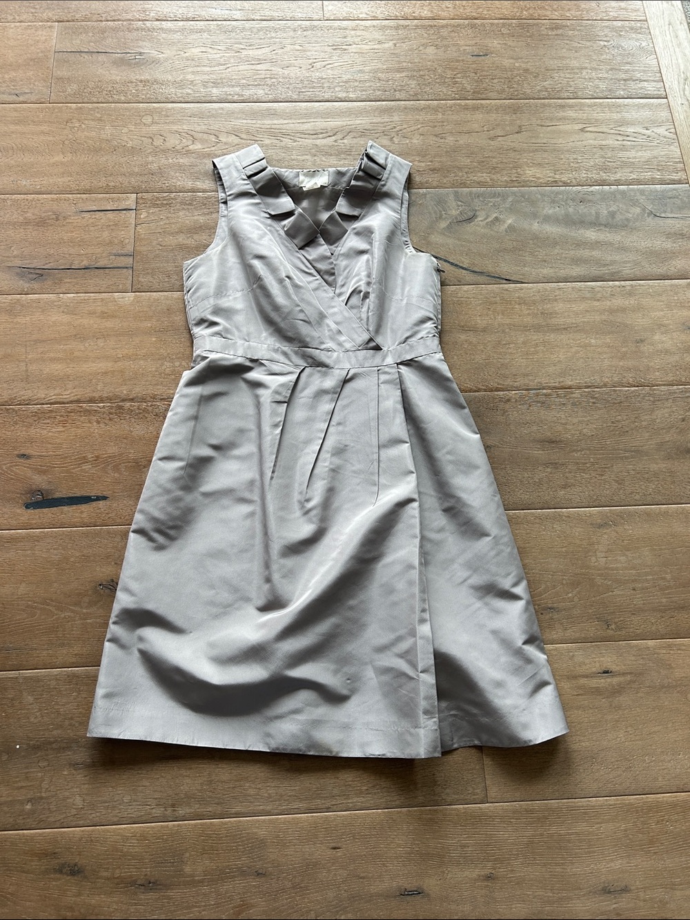 J. Crew Sleeveless Silk Dress in Silver Taupe